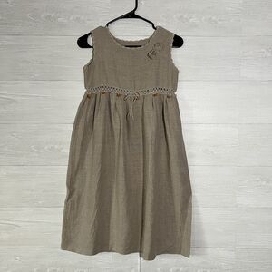 Girls 100% Linen Dress With Matching Doll